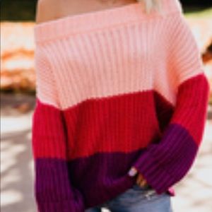 Brayson Off The Shoulder Colorblock Sweater
